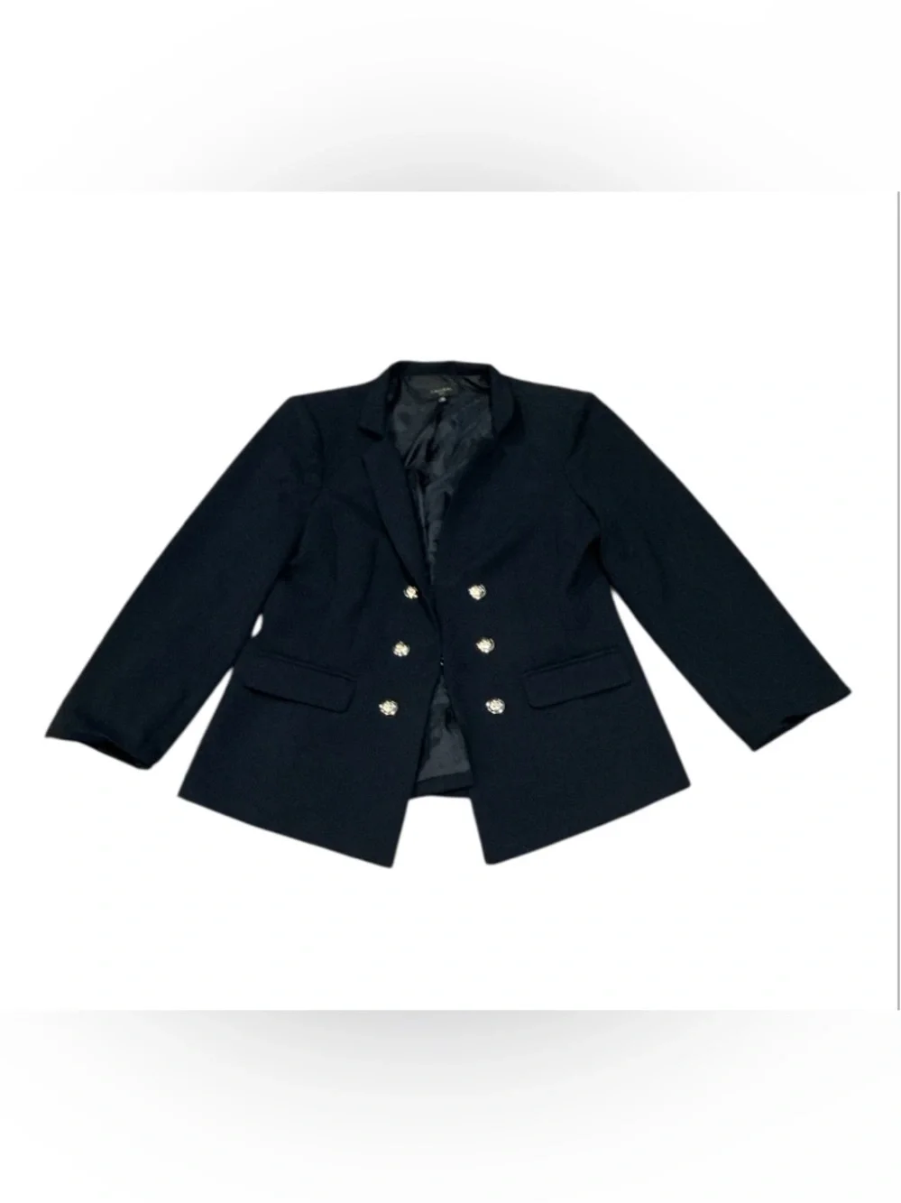 Authentic Tahari designer dark navy blue blazer with gold buttons sz 10